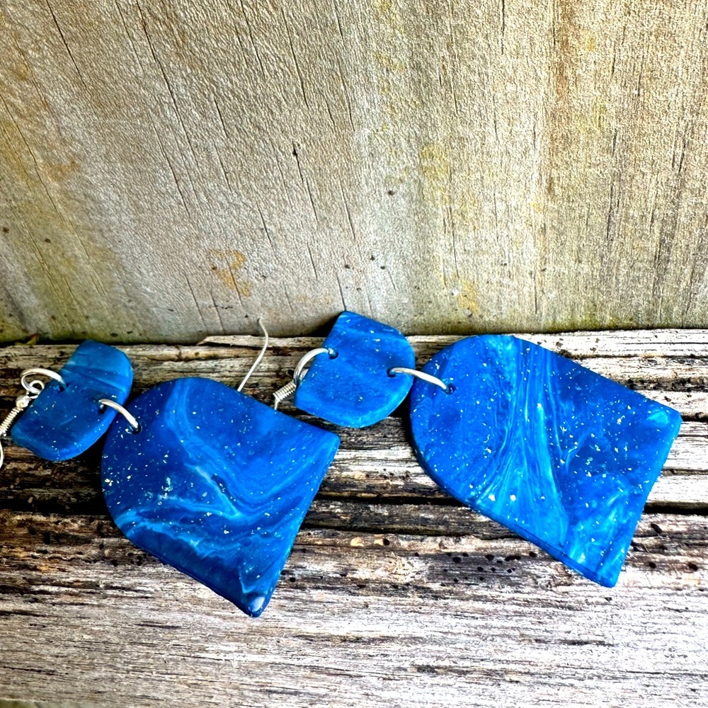 Marble design Glittery Hand made Light weight statement - Gorgeous earrings - Picture 10 of 10